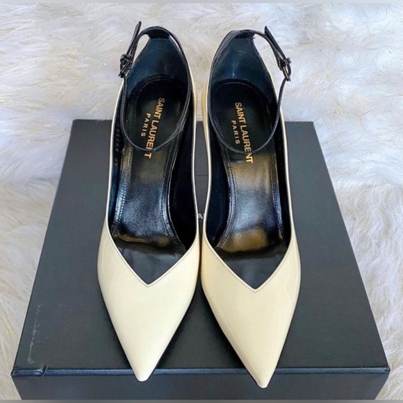 Saint Laurent Zoe White Ankle Strap Pump - Picture 5 of 8